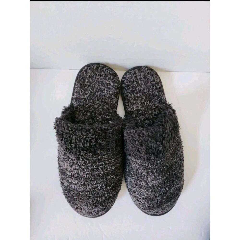NEW Barefoot Dreams CozyChic Malibu Slippers Heathered Carbon Graphite Sz L